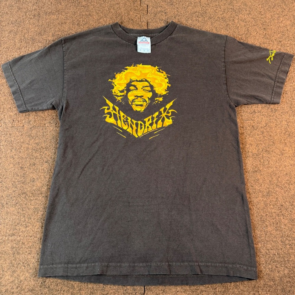 A+ Vintage 2004 Jimi Hendrix Alstyle Graphic T-Shirt Black Yellow Mens Medium